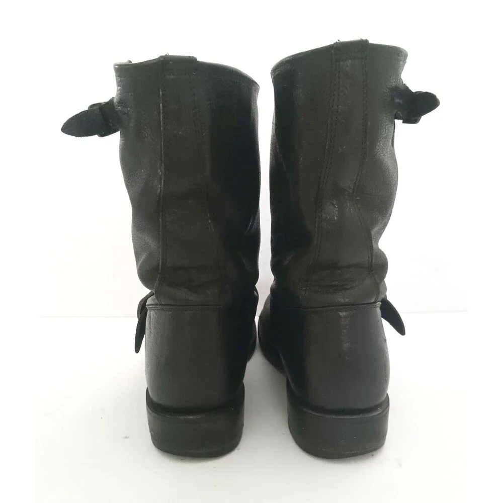 FRYE Veronica Short Blk Leather Harness Engineer Biker Boot 8.5 Made Mexico
